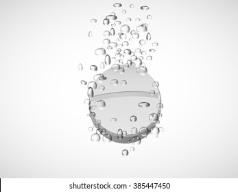 Effervescent tablet in water with bubbles.vector illustration