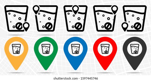 Effervescent tablets in a glass icon in location set. Simple glyph, flat illustration element of medicine theme icons