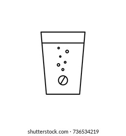 Effervescent tablets in a glass icon on white background