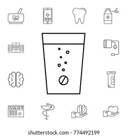 Effervescent tablets in a glass line icon. Set of medicine tools icons. Web Icons Premium quality graphic design. Signs, outline symbols collection, simple icons for websites on white background