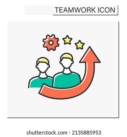 Efficacy color icon. Improving cooperation between workers. Effective work process. Team building. Teamwork concept. Isolated vector illustration
