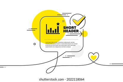 Efficacy icon. Continuous line check mark chat bubble. Business chart sign. Analysis graph symbol. Efficacy icon in chat comment. Talk with heart banner. Vector