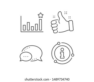 Efficacy line icon. Chat bubble, info sign elements. Business chart sign. Analysis graph symbol. Linear efficacy outline icon. Information bubble. Vector