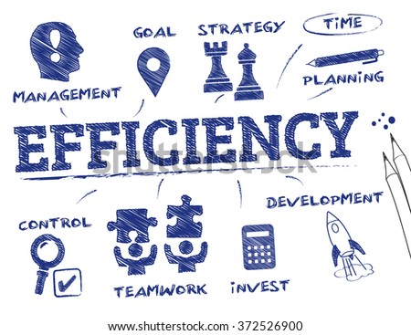 efficiency concept. Chart with keywords and icons