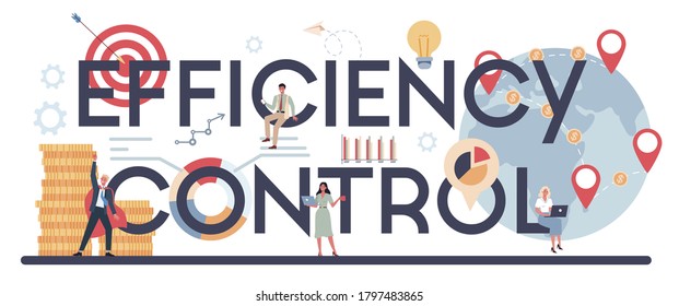 Efficiency control typographic header concept. Business planning and sales growth. Sales promotion and comercial operations concept. Vector illustration in cartoon style