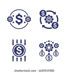 efficiency, cost reduction and optimization, financial icons