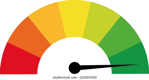 Efficiency energy rating, classification. Speedometer, red to green. Isolated vector illustration, transparent background. Asset for overlay, montage, presentation. Energy use, business concept.