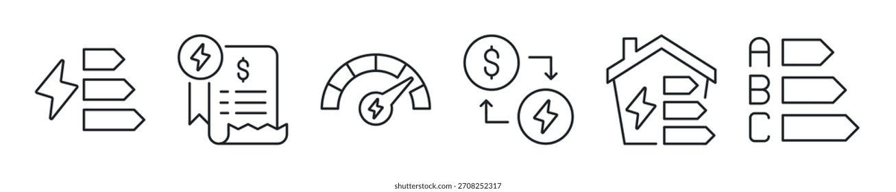 Efficiency energy thin line icon set. Web minimal icons 