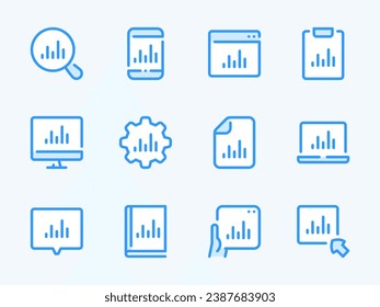 Efficiency and Financial Analytics vector line icons. Performance Report and Data chart outline icon set. Chart, Statistics, Result, Indicators, Productivity and more.