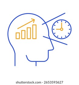 Eficiência - Gráfico e Relógio Representando Otimização de Tempo e Produtividade. Ícone de Vetor