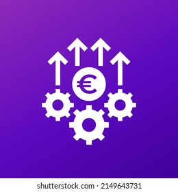 efficiency growth icon with euro and gears