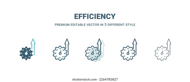 efficiency icon in 5 different style. Outline, filled, two color, thin efficiency icon isolated on white background. Editable vector can be used web and mobile
