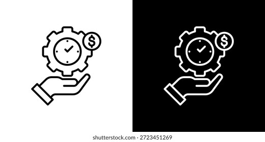 Efficiency icon black and white outline.
