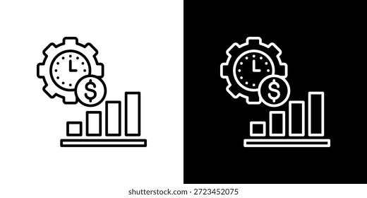 Efficiency icon black and white outline.