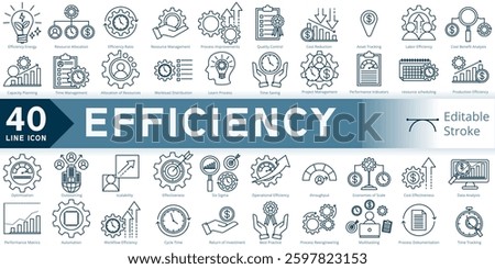 efficiency icon, business efficiency icon set, simple line element efficiency production editable stroke, efficiency icon line style vector image