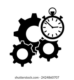 Efficiency icon. Clock gear symbol. Sign of the rapid passage. Vector illustration. EPS 10.