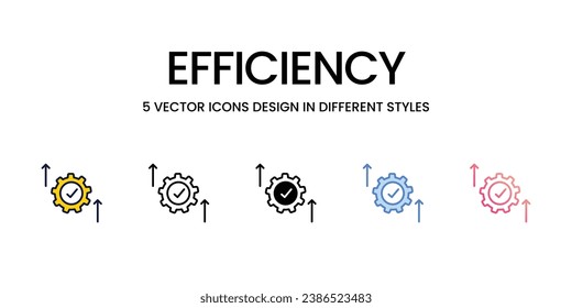 Efficiency Icon Design in Five style with Editable Stroke. Line, Solid, Flat Line, Duo Tone Color, and Color Gradient Line. Suitable for Web Page, Mobile App, UI, UX and GUI design.