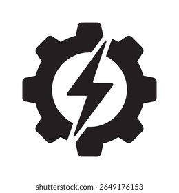 Efficiency icon with gear and lightning bolt a symbol for power energy and fast processing a boost in performance and productivity great vector solid glyph icon