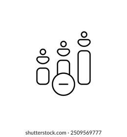 Efficiency Icon - Progressive Growth Chart with Human Figures Representing Business Productivity, Development, Success Ladder, Performance Increase, Career Advancement, and Personal Growth