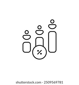 Efficiency Icon - Progressive Growth Chart with Human Figures Representing Business Productivity, Development, Success Ladder, Performance Increase, Career Advancement, and Personal Growth