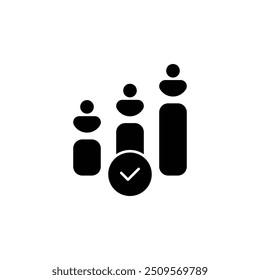 Efficiency Icon - Progressive Growth Chart with Human Figures Representing Business Productivity, Development, Success Ladder, Performance Increase, Career Advancement, and Personal Growth