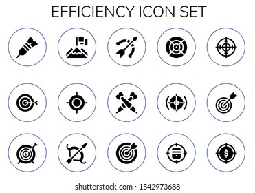 efficiency icon set. 15 filled efficiency icons.  Simple modern icons about  - Dart, Target, Achievement, Archery, Darts