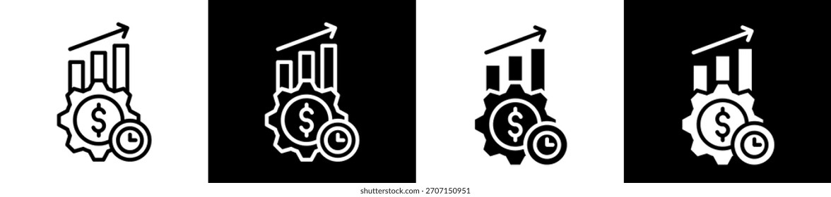 Conjunto de iconos de eficiencia en Colección de estilo relleno en blanco y negro
