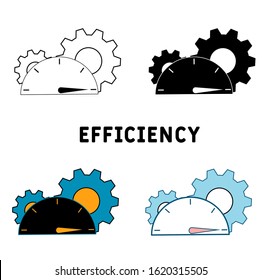 Efficiency icon set. Four elements in diferent styles from project management icons collection. Creative  icons filled, outline, colored and flat symbols. 
EPS 10.  
Flat vector illustration