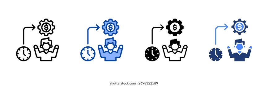 Ícone de eficiência define coleção de vários estilos