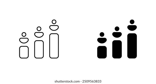 Efficiency Icons set - Progressive Growth Chart with Human Figures Representing Business Productivity, Development, Success Ladder, Performance Increase, Career Advancement, and Personal Growth