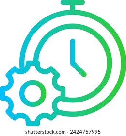 Icono de indicador de rendimiento clave de eficiencia con estilo de contorno de degradado azul y verde. eficiencia, eficiente, rendimiento, concepto, tecnología, energía, negocio. Ilustración vectorial