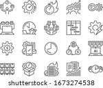 Efficiency line icon set. Included the icons as velocity, organizing, performance, productive, work, timeline  and more.