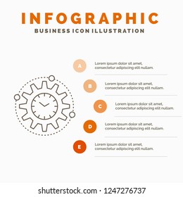 Efficiency, management, processing, productivity, project Infographics Template for Website and Presentation. Line Gray icon with Orange infographic style vector illustration