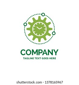 Efficiency, management, processing, productivity, project Flat Business Logo template. Creative Green Brand Name Design.