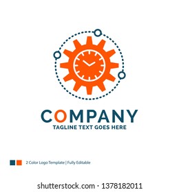 Efficiency, management, processing, productivity, project Logo Design. Blue and Orange Brand Name Design. Place for Tagline. Business Logo template.