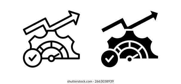 Efficiency multiple icon set of two.line and glyph vector illustration