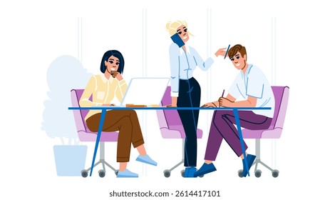 efficiency multitasking business meeting vector. productivity communication, planning leadership, innovation networking efficiency multitasking business meeting. people flat cartoon illustration