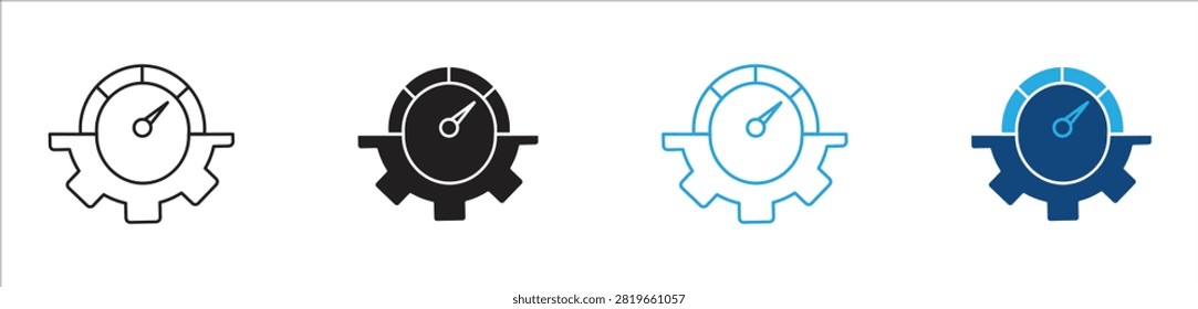Efficiency and performance icon set, representing speed optimization, productivity, system performance, and operational excellence, vector illustration	