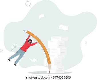 Eficiencia o productividad para terminar el trabajo, gestionar la carga de trabajo ocupada o el papeleo, los documentos del proyecto o superar el concepto agotado o desafiante.ilustración plana.
