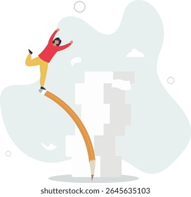 Efficiency or productivity to finish work, manage busy workload or paperwork, project documents or overcome exhausted or challenge concept. character life .