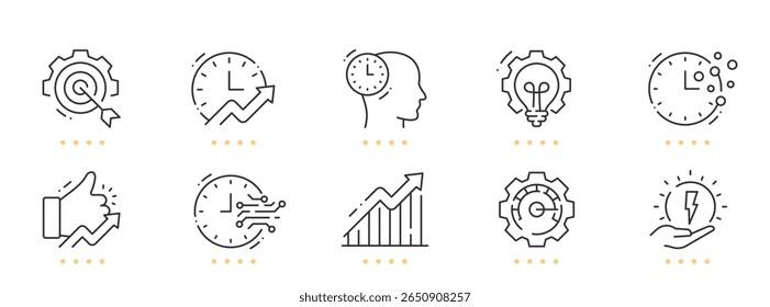 Efficiency, productivity line icons. Editable stroke