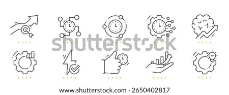 Efficiency, productivity line icons. Editable stroke