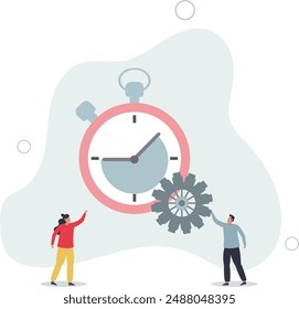 Eficiencia o productividad, administrar los recursos y el tiempo para optimizar el mejor resultado de trabajo, diseño plano.ilustración con personas.