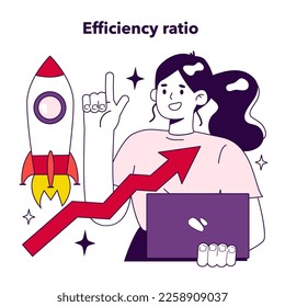 Efficiency ratio of key performance indicator. Employee evaluation, testing form and report, worker performance review. Staff management and development. Flat vector illustration