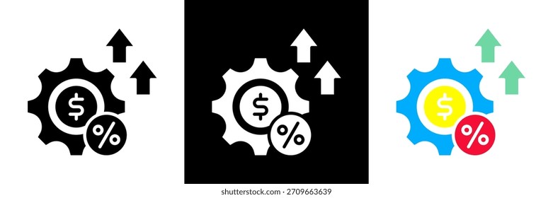 Ilustración vectorial de glifos de conjunto de iconos de ratio de eficiencia