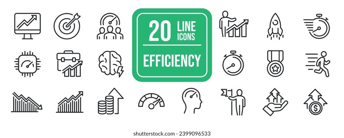 Efficiency thin line icons. For website marketing design, logo, app, template, ui, etc. Vector illustration.