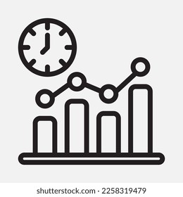 Icono de tiempo de eficiencia en estilo de línea, uso para presentación de aplicaciones móviles del sitio web