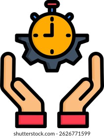 Icono de tiempo de eficiencia Ilustración vectorial de color lineal