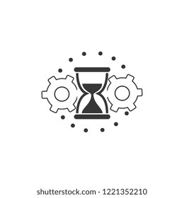 efficiency, time management, icon with sandglass and cogwheels vektor