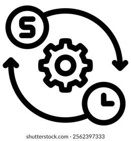 Efficiency time money icon with simple and line style
